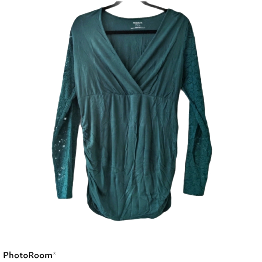 Motherhood forest lace maternity top
